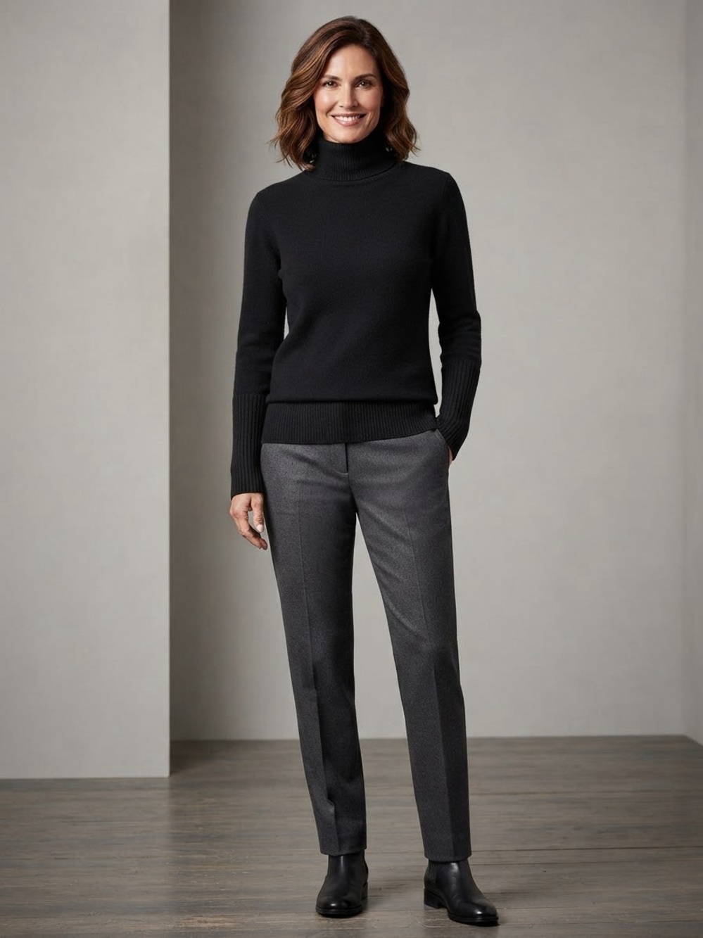 J. Crew Straight-Leg Tailored Pants in Charcoal
